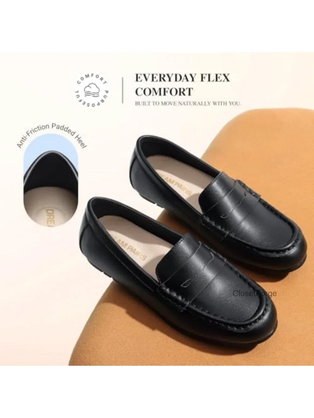 Womens Slip On Loafers Comfort Work Flats Faux Leather